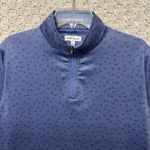 Peter Millar Golf Pullover Shirt Youth Boys XL 13-14 Blue Geometric 1/4 Zip